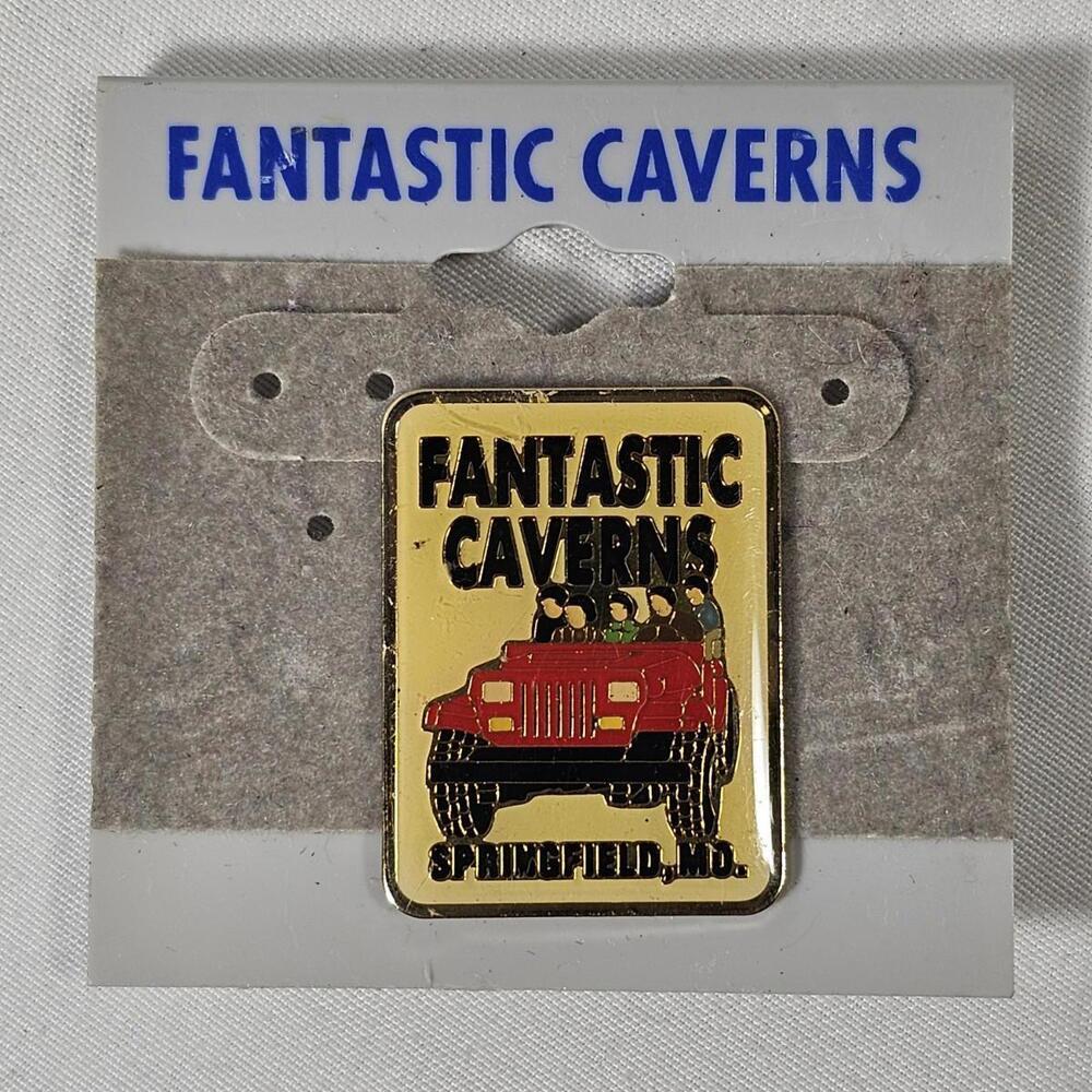 Vintage Fantastic Caverns Ride Through Cave Springfield Missouri Hat Travel Pin - Picture 1 of 3